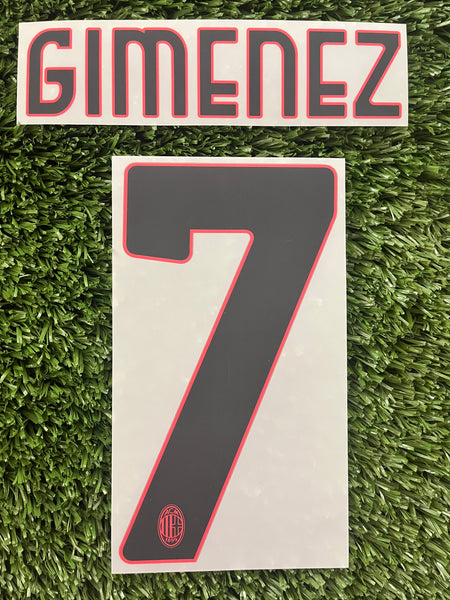 2024-2025 AC Milano Away Name Set and Number Santiago Gimenez Player Issue Lega Calcio Stilscreen Adult Size