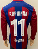 2023-2024 FC Barcelona Home Shirt Raphael Diaz “Raphinha” Long Sleeve Champions BNWOT