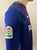 2017-2018 FC Barcelona Long Sleeve Home Shirt Messi La Liga Pre Owned Size L