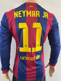 2014-2015 FC Barcelona Home Shirt Neymar Junior Player Issue Kitroom Long Sleeve Champions Pre Owned Size M (Fitted)
