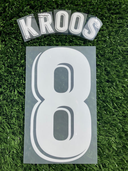 2018 - 2019 Real Madrid Set Name and Number Away Kroos 8 La Liga Avery Dennison 2020 - 2021 Human Race