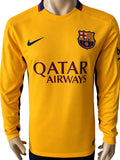 2015-2016 FC Barcelona Away Shirt Senyera LaLiga Long Sleeve Pre Owned Size M