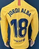 2019-2020 FC Barcelona Away Shirt Jordi Alba Player Issue Kitroom La Liga Winners Long Sleeve Kitroom  Mint  Size M