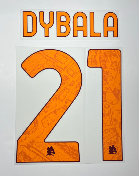 2023 - 2024 AS Rome Dybala (21) Home and  Third Set Name and number Stilscreen