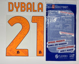 2023 - 2024 AS Rome Dybala (21) Home and  Third Set Name and number Stilscreen