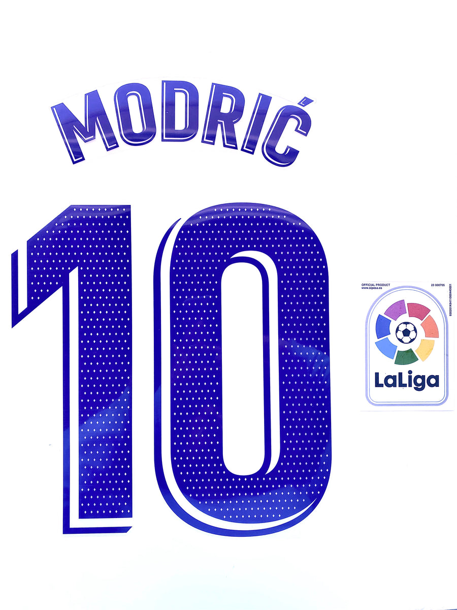 2021-2022 Real Madrid Modric Name and Number Set Badge LaLiga Home Adu ...