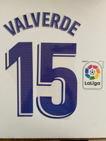 2021 2022 Avery Dennison Real Madrid Home kit Valverde name set and badge Liga Player Issue
