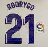 2021 - 2022 Real Madrid Rodrygo Home Player Issue Kit Set name Liga Avery Dennison