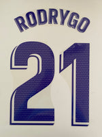 2021 - 2022 Real Madrid Rodrygo Home Player Issue Kit Set name Liga Avery Dennison