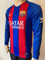 2016 - 2017 Barcelona Home Shirt Long Sleeve Messi Liga (S)