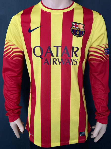 2013 - 2014 Barcelona Sanyera Third Shirt Messi Player Issue Kitroom Long Sleeve Size L