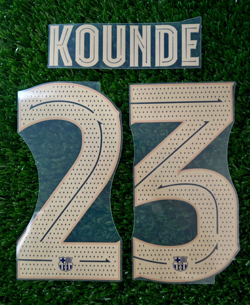 2022-2023 FC Barcelona Home kit Name Number set Kounde Player Issue Champions League