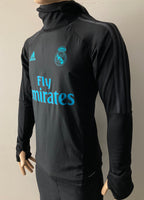2017 - 2018 Real Madrid Traning Sweatshirt Player Issue Kitroom with sponsors (S)
