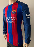 2016 - 2017 Barcelona Home Shirt Pique Liga Long Sleeve Player Issue Kitroom Size L