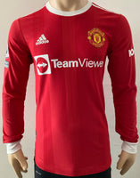 2021 - 2022 Manchester United Home Shirt Ronaldo League Player Issue Long Sleeve SIze S