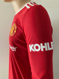 2021 - 2022 Manchester United Home Shirt Ronaldo League Player Issue Long Sleeve SIze S