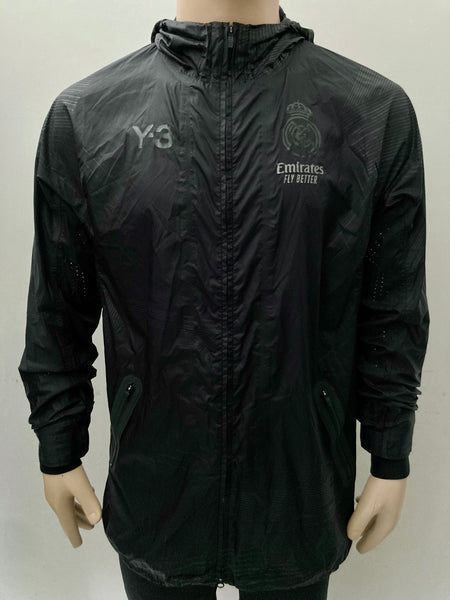 2020-2021 Real Madrid Crossover Y-3 Hooded Jacket Full Print Stripe Logo Black