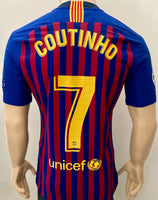 2018-2019 FC Barcelona Home Shirt Coutinho Champions League Kitroom Player Issue