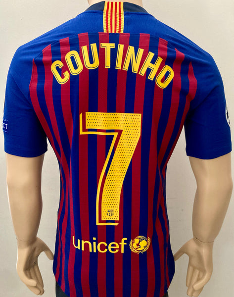 2018-2019 FC Barcelona Home Shirt Coutinho Champions League Kitroom Player Issue