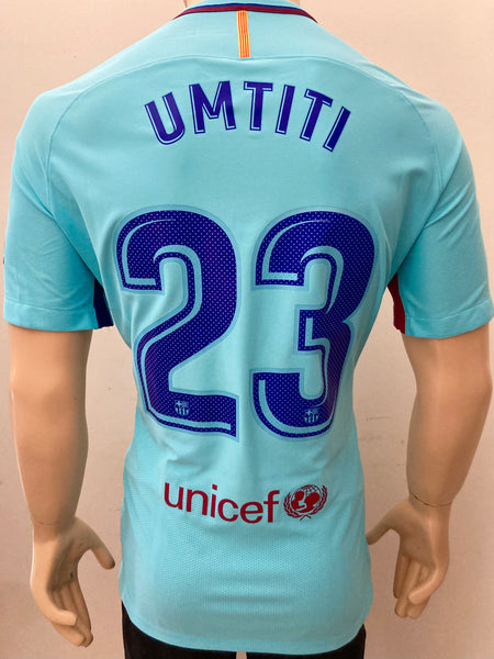 2017-2018 FC Barcelona Away Shirt Umtiti La Liga Kitroom Player Issue