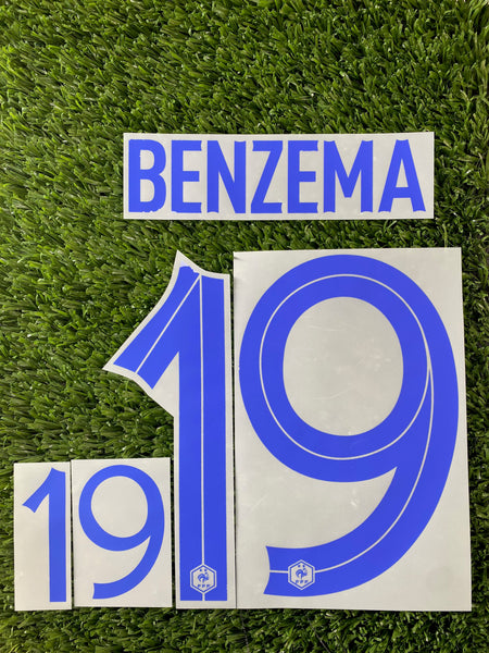 2022 France Name set Benzema 19 Away Qatar WC Monblason