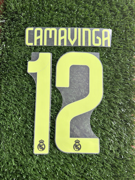 2023-2024 Real Madrid CF Camavinga Name and Number Set Third Champions League Cup Adult Size Avery Dennison