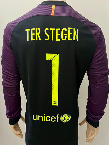 2016-2017 FC Barcelona Goalkeeper Shirt Ter Stegen Long Sleeve Champions League BNWOT Size XL