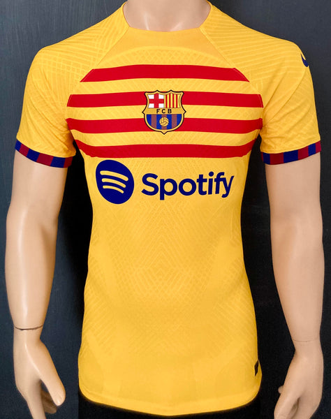 2022-2023-2024 FC Barcelona Fourth Shirt Senyera Player Issue Preowned Size L (fitted)