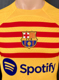 2022-2023-2024 FC Barcelona Fourth Shirt Senyera Player Issue Preowned Size L (fitted)