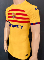 2022-2023-2024 FC Barcelona Fourth Shirt Senyera Player Issue Preowned Size L (fitted)