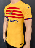 2022-2023-2024 FC Barcelona Fourth Shirt Senyera Player Issue Preowned Size L (fitted)