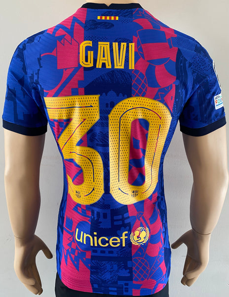 2021-2022 FC Barcelona Third Shirt Gavi Champions League Kitroom Player Issue Mint condition Size M