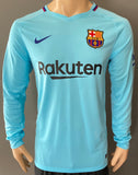2017 2018 Barcelona away shirt Pique name set Avery Dennison la Liga long sleeve dri fit size M