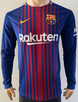 2017-2018 Nike FC Barcelona Long Sleeve Home Shirt La Liga Pique Dri-Fit