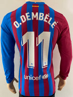 2021 2022 FC Barcelona Long Sleeve Home Shirt Dembélé Kitroom Player Issue Size L