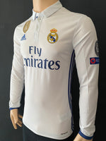 2016 2017 Real Madrid Home shirt Sergio Ramos sporting ID badges and name set long sleeve new with tags size Small