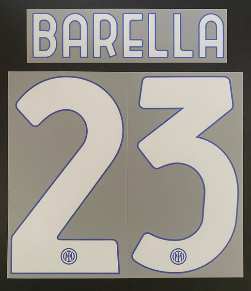2022-23 Inter Milan Home Shirt Barella 23 Name Set and Number Stilscreen