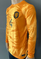 2022-2023 Nederlands Netherlands Home Shirt Virgil Long Sleeve With Name Size M