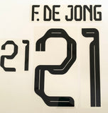 2022-23 Netherlands World Cup Home Shirt Frenkie De Jong 21 Name set and Number Polygraphics