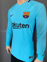 2017-2018 Barcelona Away Shirt Long Sleeve Player Issue Kitroom Shirt  New BNWT Size Medium