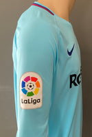 2017 2018 Barcelona away shirt Pique name set Avery Dennison la Liga long sleeve dri fit size M