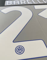 2022-23 Inter Milan Home Shirt Barella 23 Name Set and Number Stilscreen
