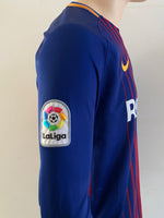2017-2018 Nike FC Barcelona Long Sleeve Home Shirt La Liga Pique Dri-Fit