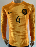 2022-2023 Nederlands Netherlands Home Shirt Virgil Long Sleeve With Name Size M