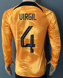 2022-2023 Nederlands Netherlands Home Shirt Virgil Long Sleeve With Name Size M