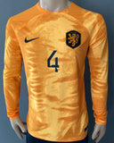 2022-2023 Nederlands Netherlands Home Shirt Virgil Long Sleeve With Name Size M