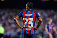 2022-2023 FC Barcelona Home kit Name Number set Kounde Player Issue Champions League