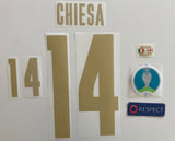 Set de nombre y numero Chiesa seleccion Italia Final de la Euro 2020 Stilscreen KIt de parches Version jugador Player issue