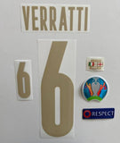 Set de nombre y numero Verratti 2020 Seleccion Italia Stilscreen Kit de Parches Version Jugador Player issue