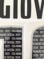 Name set Número Giovani 10 Club América 2020-21 Para la tercera equipación/for third kit Player Issue Lecteus